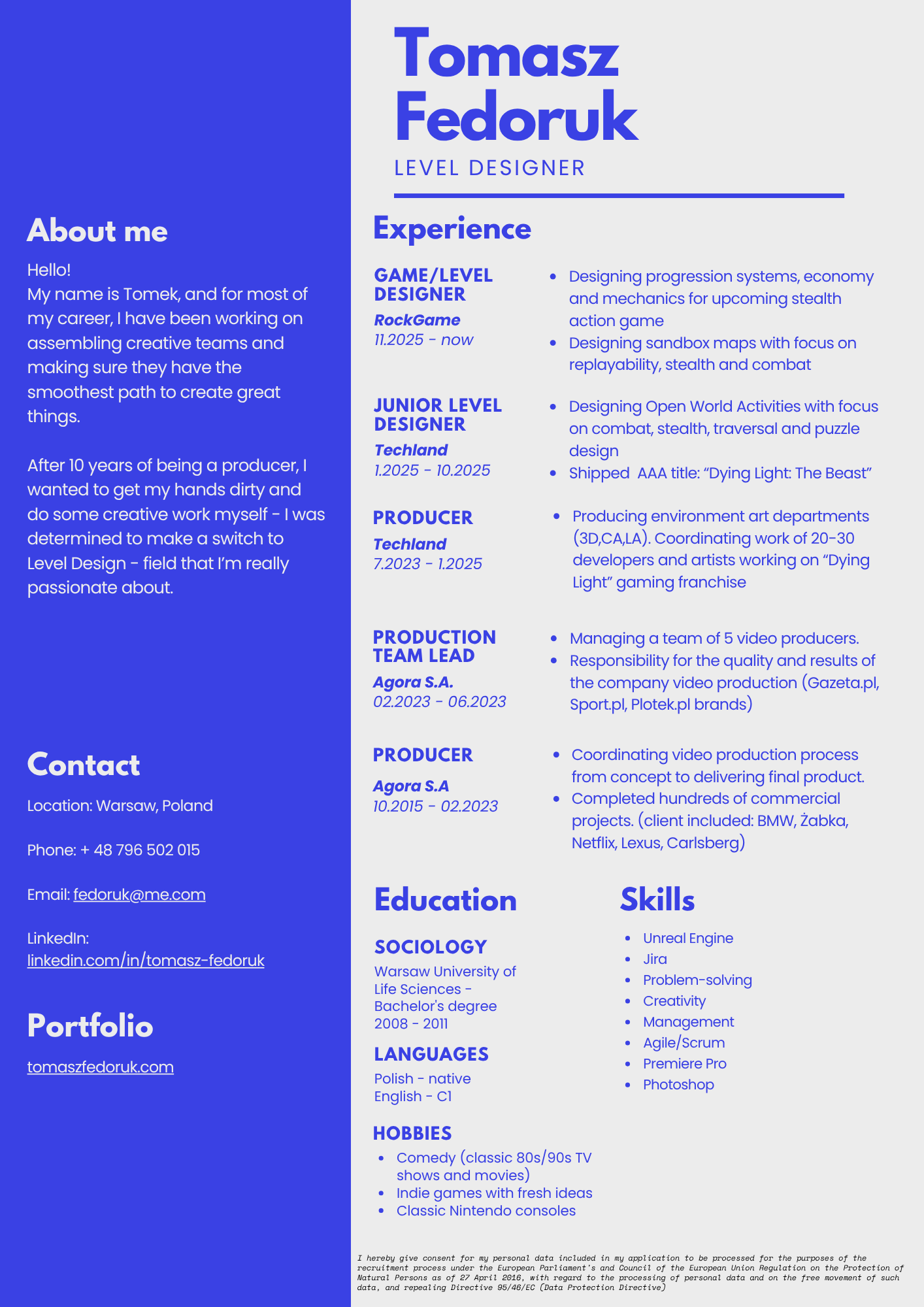 Tomasz Fedoruk CV